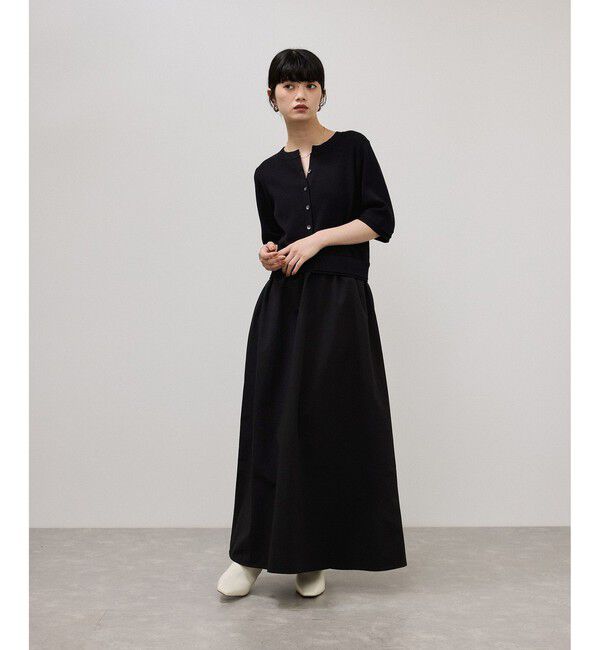 ADAM ET ROPE'「【WEB限定】ニットドッキングフレアワンピース」|ワンピース|