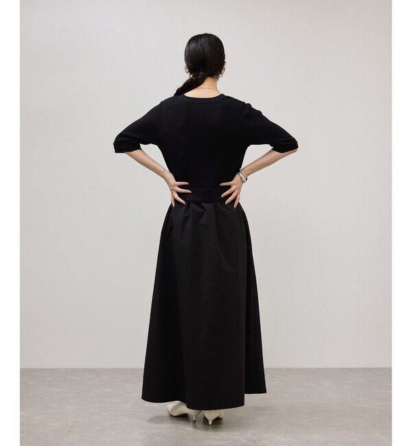 ADAM ET ROPE'「【WEB限定】ニットドッキングフレアワンピース」|ワンピース|