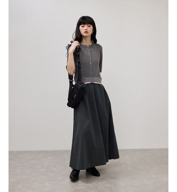 ADAM ET ROPE'「【WEB限定】ニットドッキングフレアワンピース」|ワンピース|