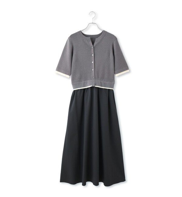 ADAM ET ROPE'「【WEB限定】ニットドッキングフレアワンピース」|ワンピース|