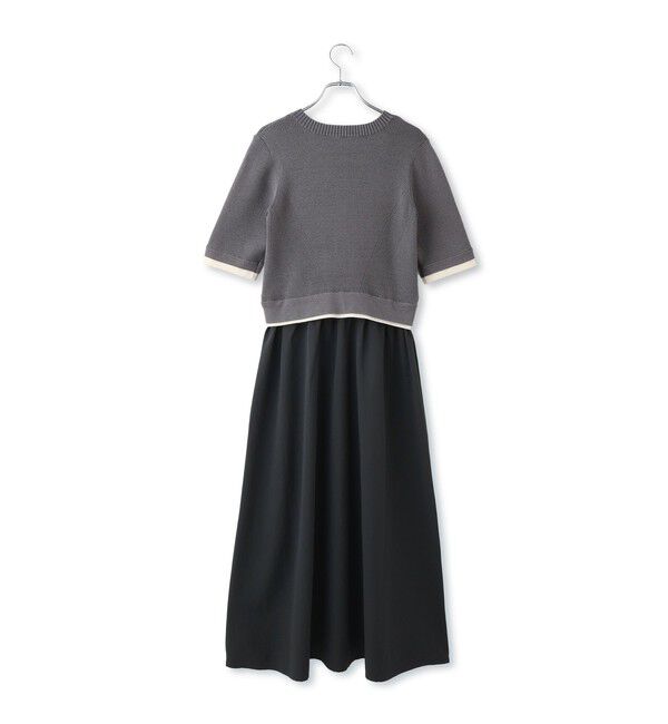 ADAM ET ROPE'「【WEB限定】ニットドッキングフレアワンピース」|ワンピース|