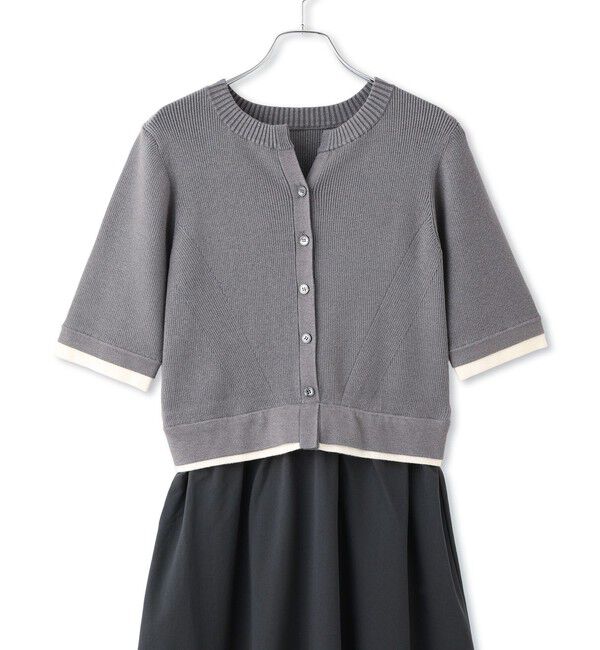 ADAM ET ROPE'「【WEB限定】ニットドッキングフレアワンピース」|ワンピース|