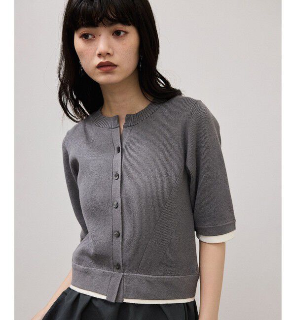 ADAM ET ROPE'「【WEB限定】ニットドッキングフレアワンピース」|ワンピース|