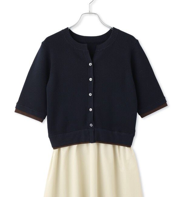 ADAM ET ROPE'「【WEB限定】ニットドッキングフレアワンピース」|ワンピース|