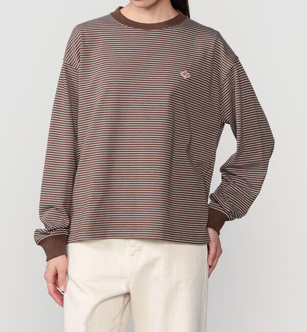 DANTON「DANTON | クルーネック 長袖ボーダーTシャツ WOMEN」|Tシャツ・カットソー|BROWN系1
