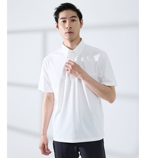 ABAHOUSE「【SMART CLOSET】シルケット天竺 ボタンダウン半袖ポロシャツ / 接触」|ポロシャツ|