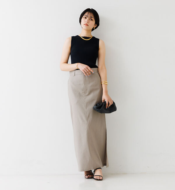 Rouge vif「麻混サイドスリットタイトスカート」|スカート|