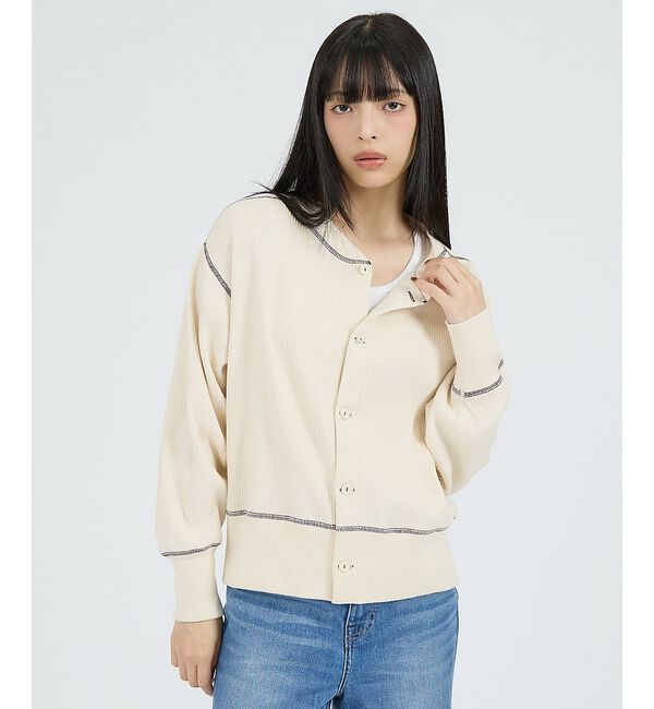 Rouge vif「【Healthknit/ヘルスニット】ARMYリブ クルーネックカーディガン/長」|カーディガン|