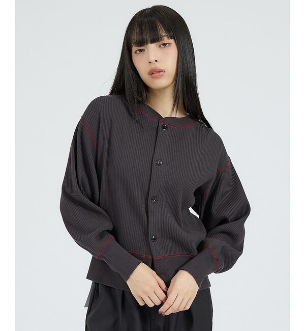 Rouge vif「【Healthknit/ヘルスニット】ARMYリブ クルーネックカーディガン/長」|カーディガン|