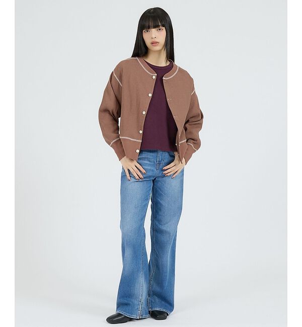 Rouge vif「【Healthknit/ヘルスニット】ARMYリブ クルーネックカーディガン/長」|カーディガン|