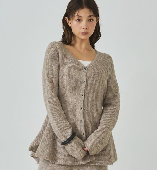 abahouse mavie「ペプラムニットカーディガン」|カーディガン|グレージュ