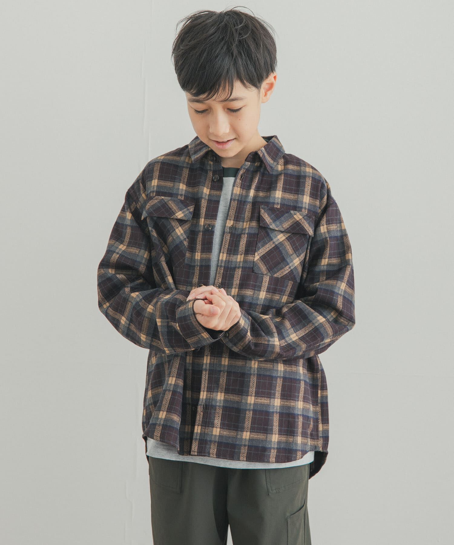 URBAN RESEARCH DOORS「『150サイズあり』ネルチェックオーバーサイズシャツ(KIDS)」|その他|