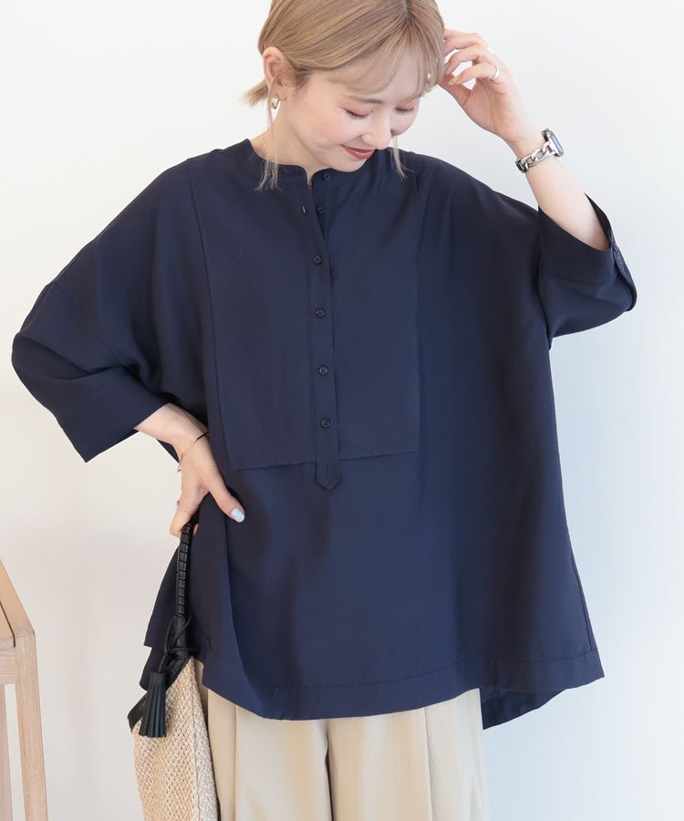 AMERICAN HOLIC「【WEB限定】接触冷感バンドカラーシャツチュニック」|シャツ・ブラウス|
