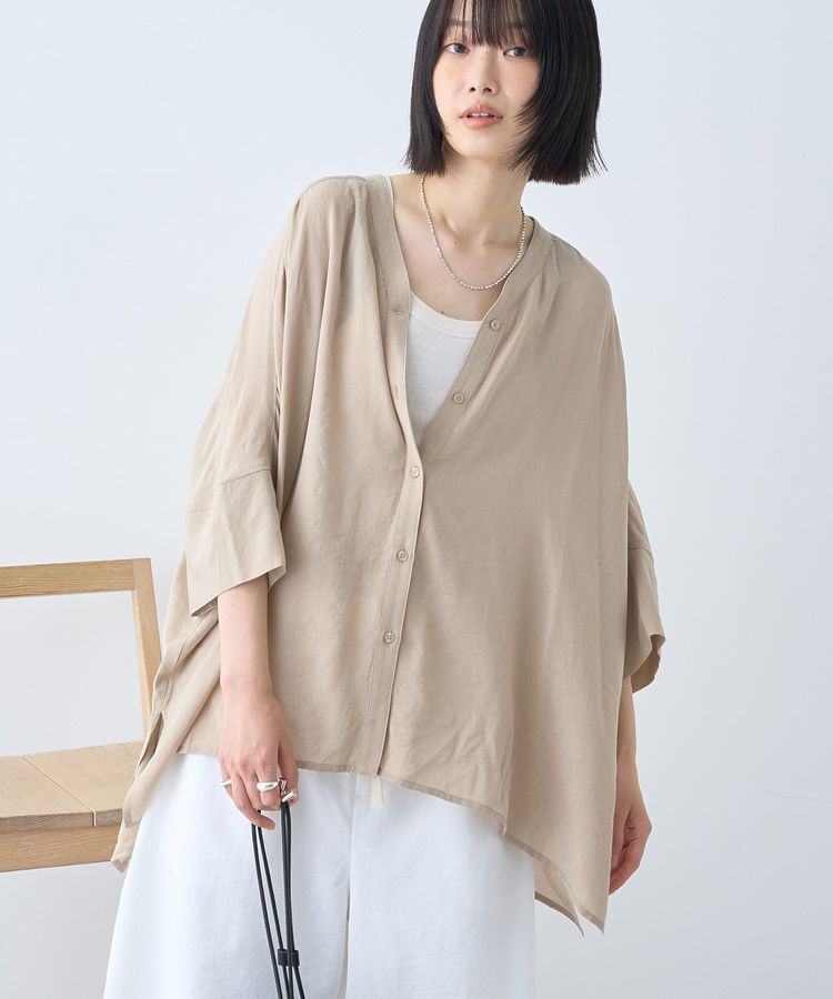 AMERICAN HOLIC「【接触冷感】Vネックポンチョシャツ2」|シャツ・ブラウス|Light beige