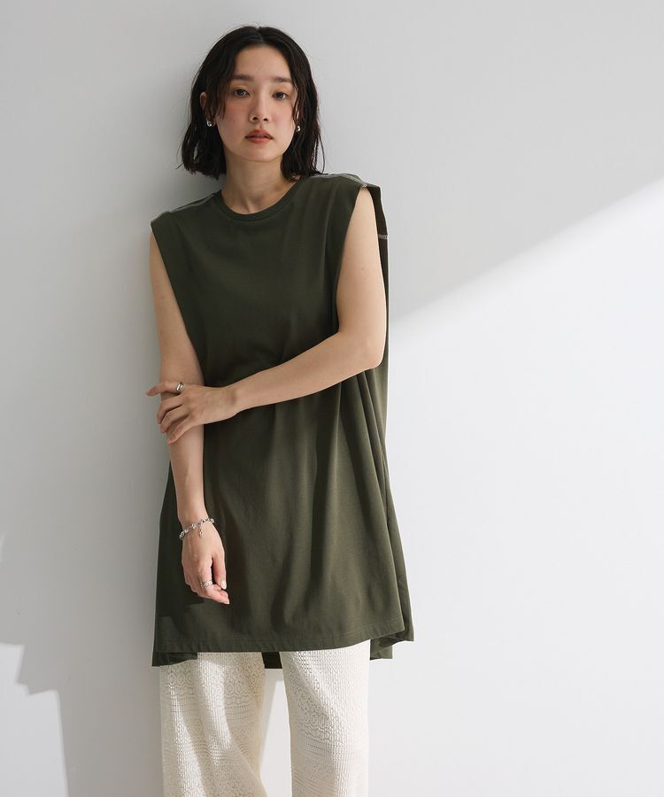 Green Parks「配色ステッチノースリーブチュニック」|チュニック|