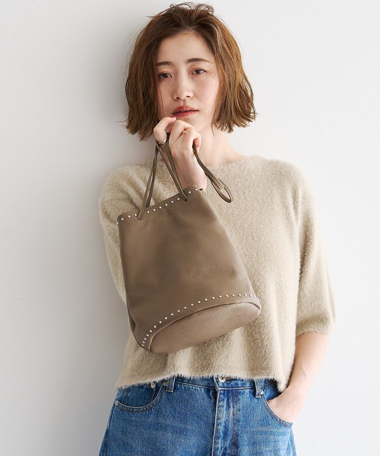YECCA VECCA「【MILLELA FIRENZE】スタッズ巾着バッグ」|ハンドバッグ|Mocha