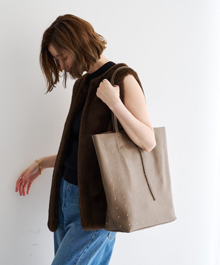YECCA VECCA「【MILLELA FIRENZE】スタッズトートバッグ」|ハンドバッグ|Mocha