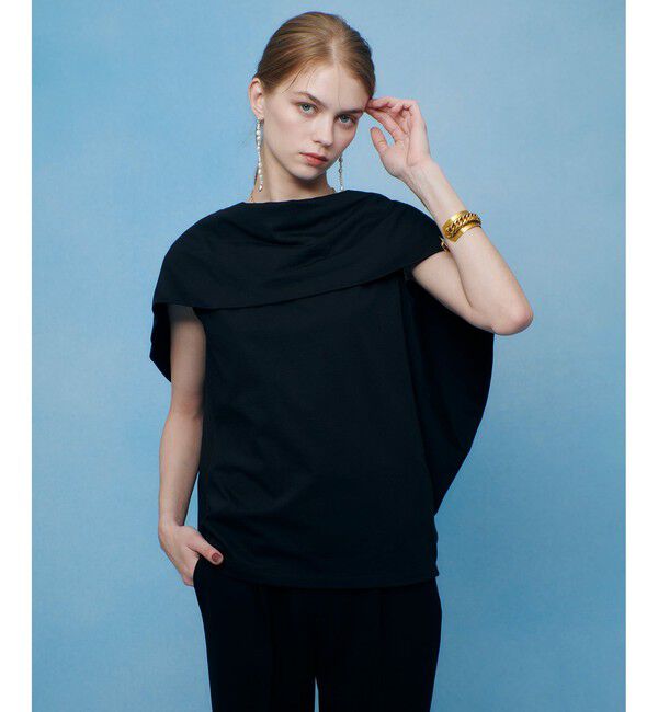 LOULOU WILLOUGHBY「【LOULOU WILLOUGHBY】ケープデコルテトップス」|Tシャツ・カットソー|ブラック系