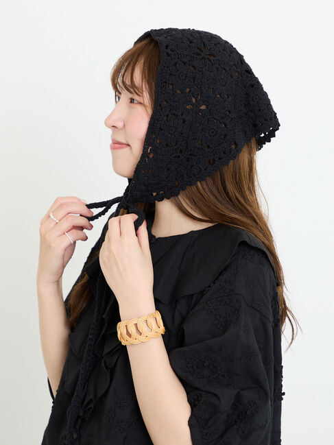 Samansa Mos2「お花モチーフバブーシュカ」|その他|ブラック