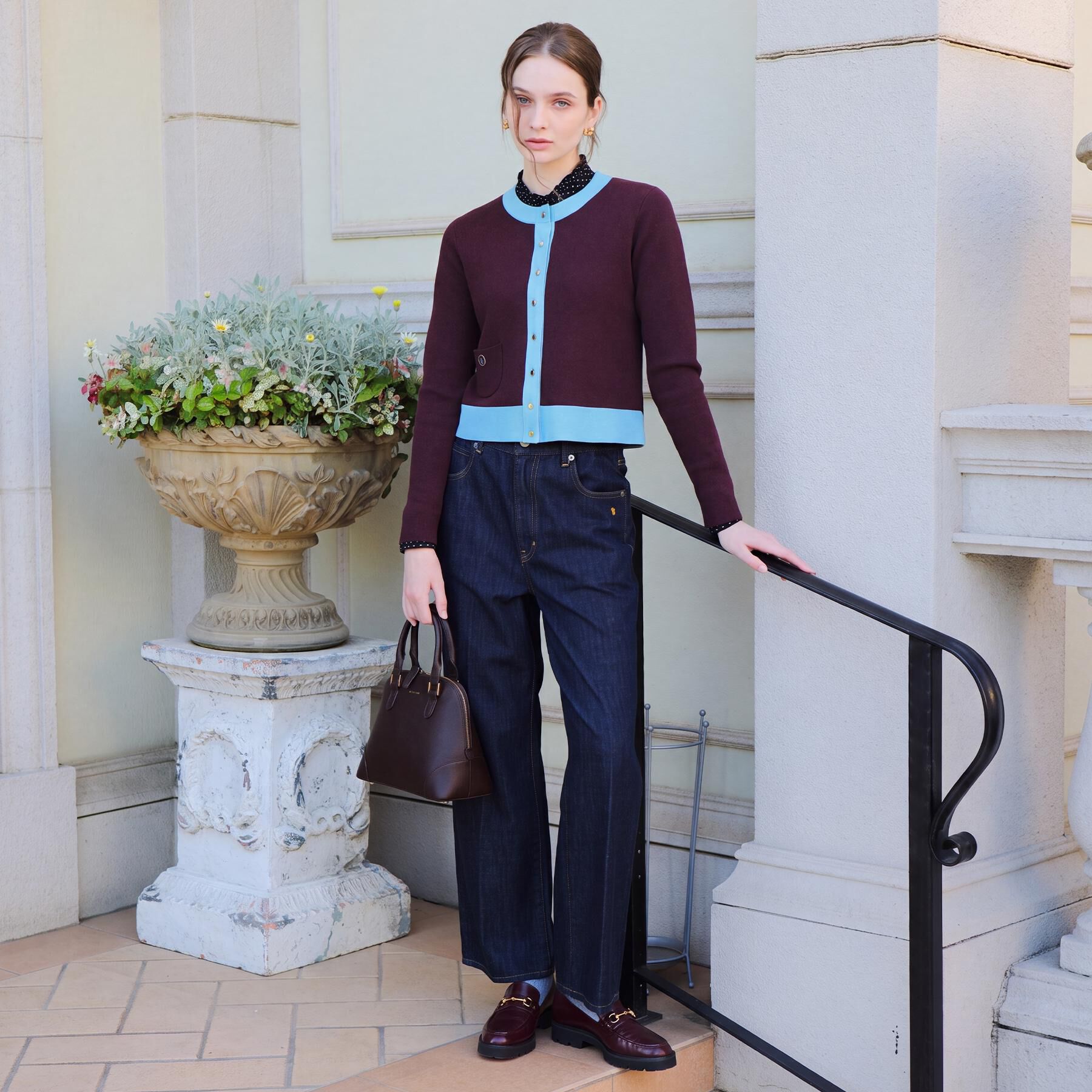 DRESSTERIOR「【ウォッシャブル】コットンカシミヤバイカラーカーディガン」|カーディガン|