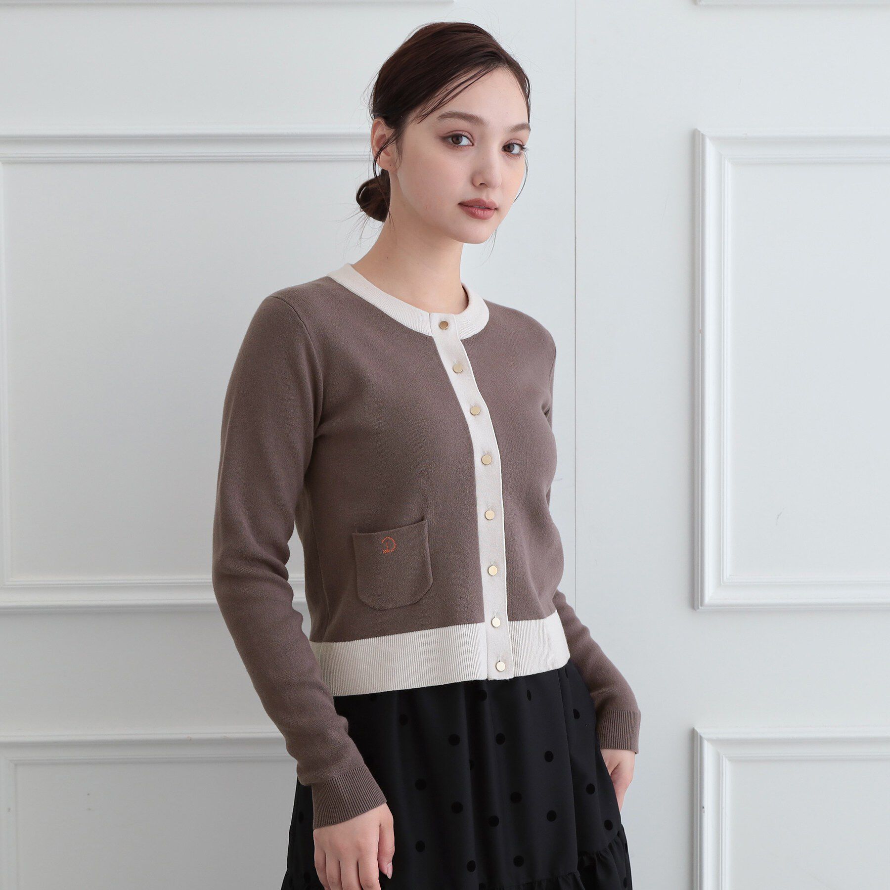 DRESSTERIOR「【ウォッシャブル】コットンカシミヤバイカラーカーディガン」|カーディガン|トープ(054)