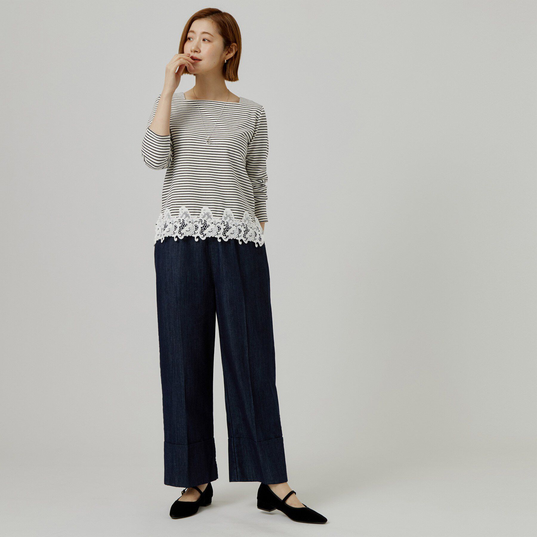 grove「裾レーススクエアネックカットソー」|Tシャツ・カットソー|