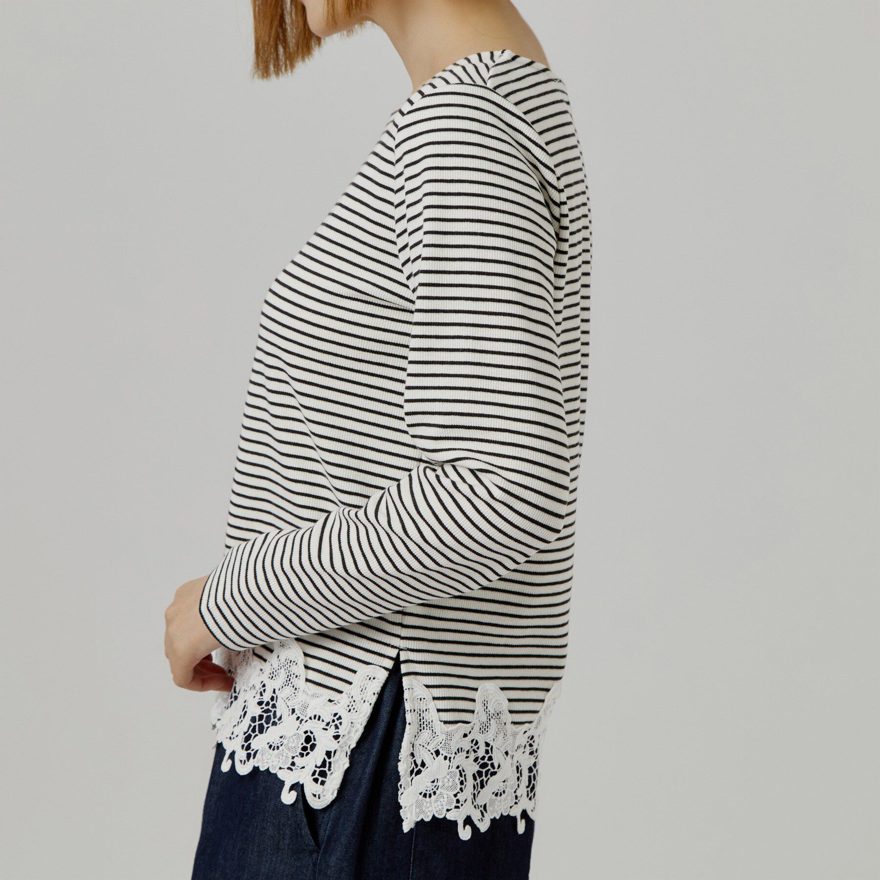 grove「裾レーススクエアネックカットソー」|Tシャツ・カットソー|