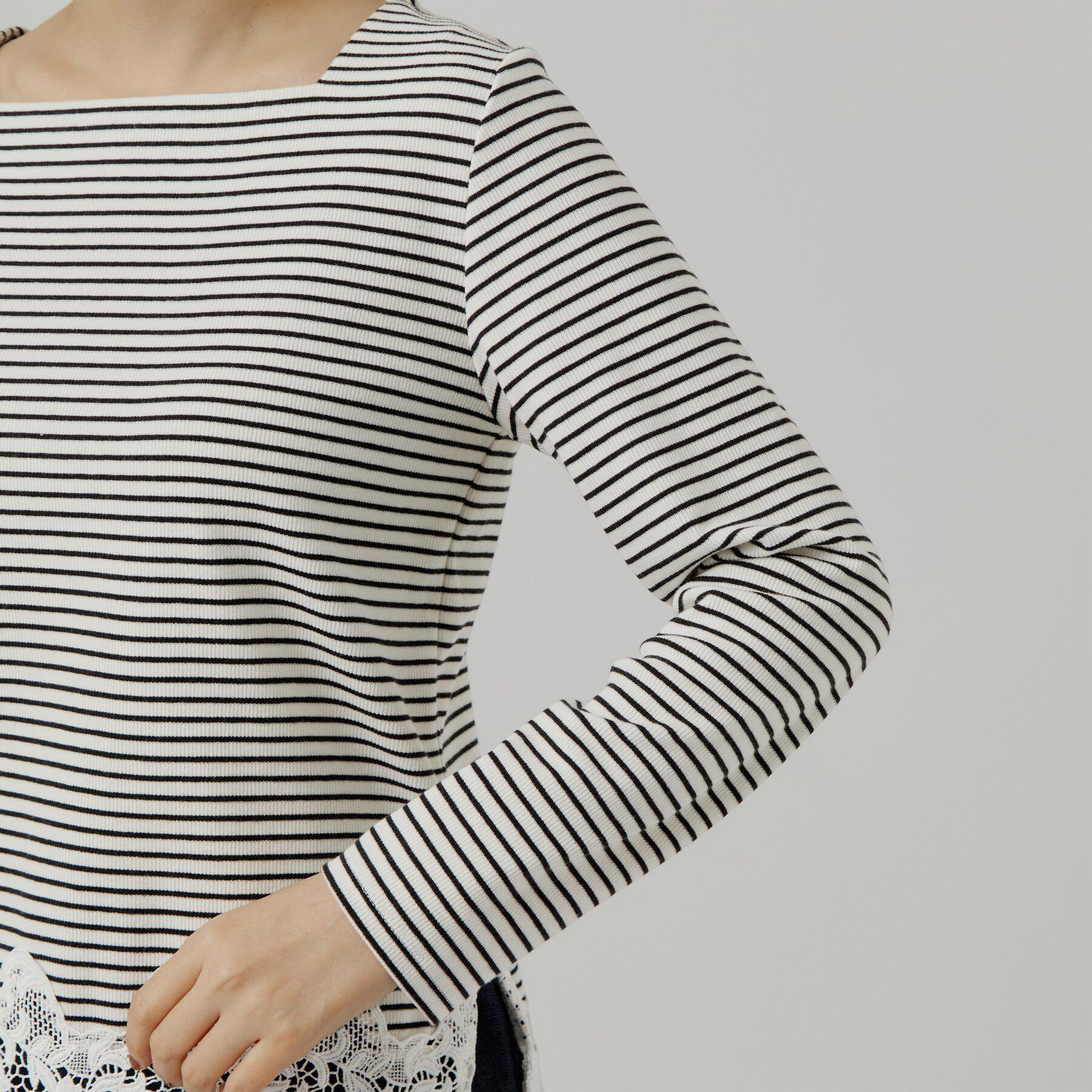 grove「裾レーススクエアネックカットソー」|Tシャツ・カットソー|