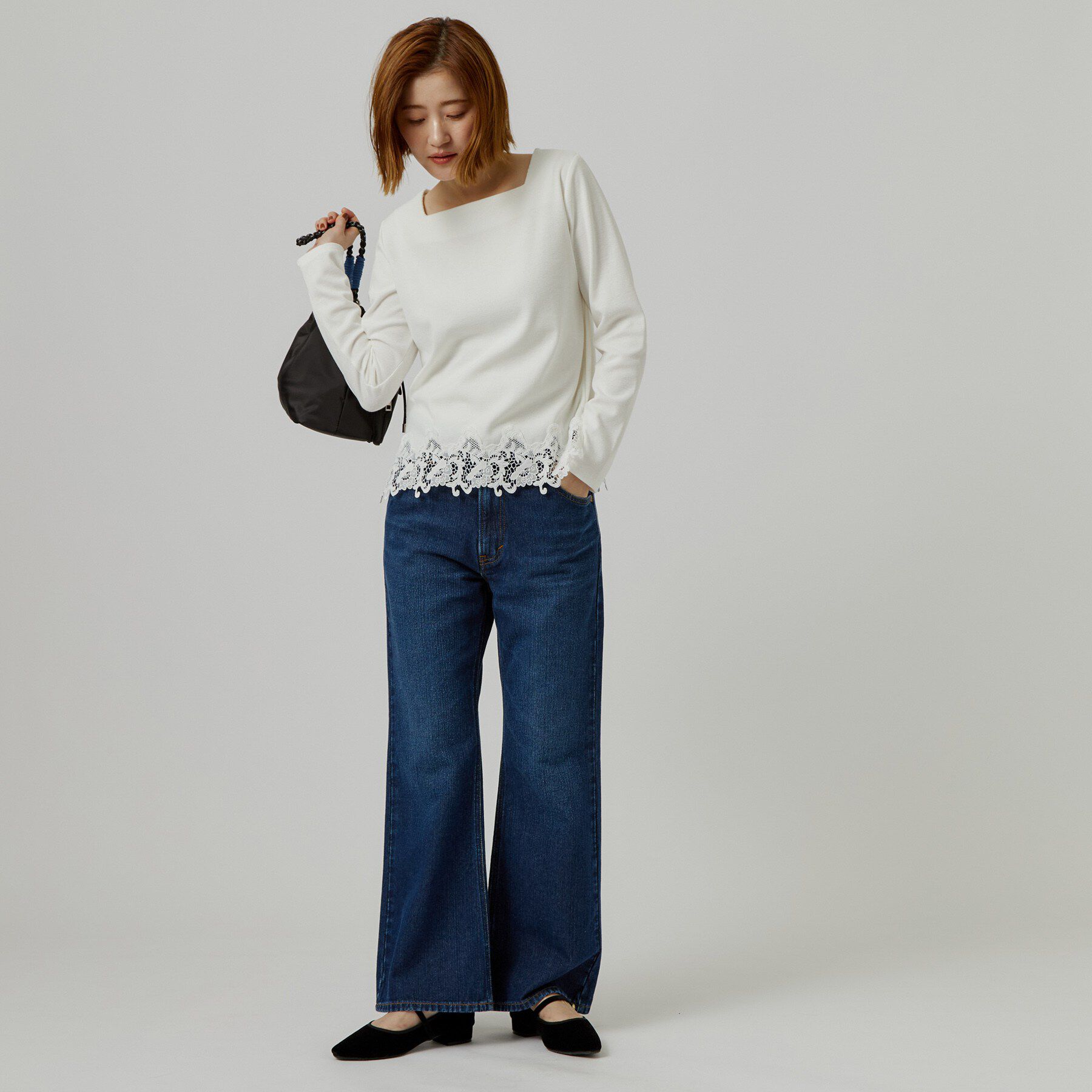 grove「裾レーススクエアネックカットソー」|Tシャツ・カットソー|
