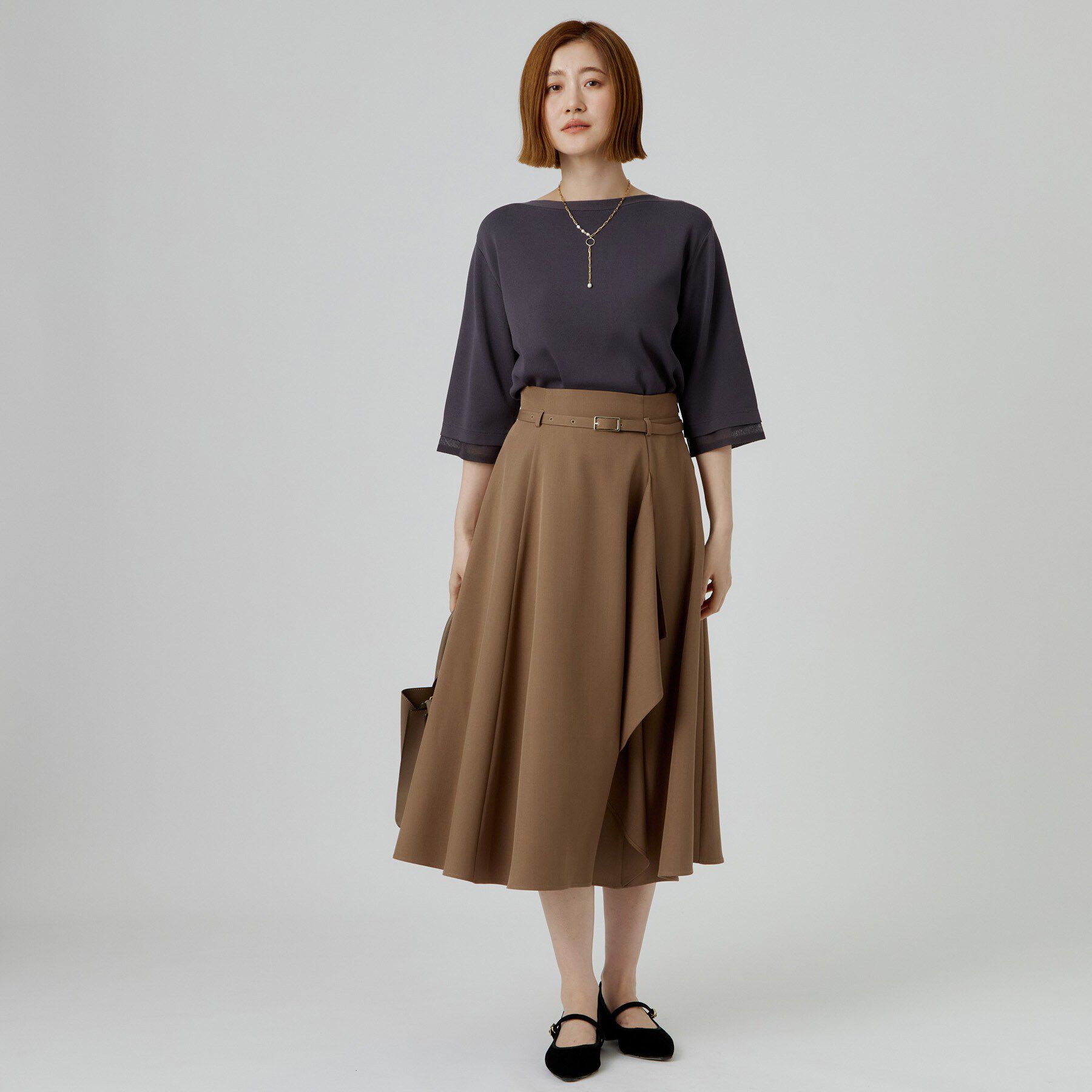 grove「ラッフルフレアベルト付スカート」|スカート|