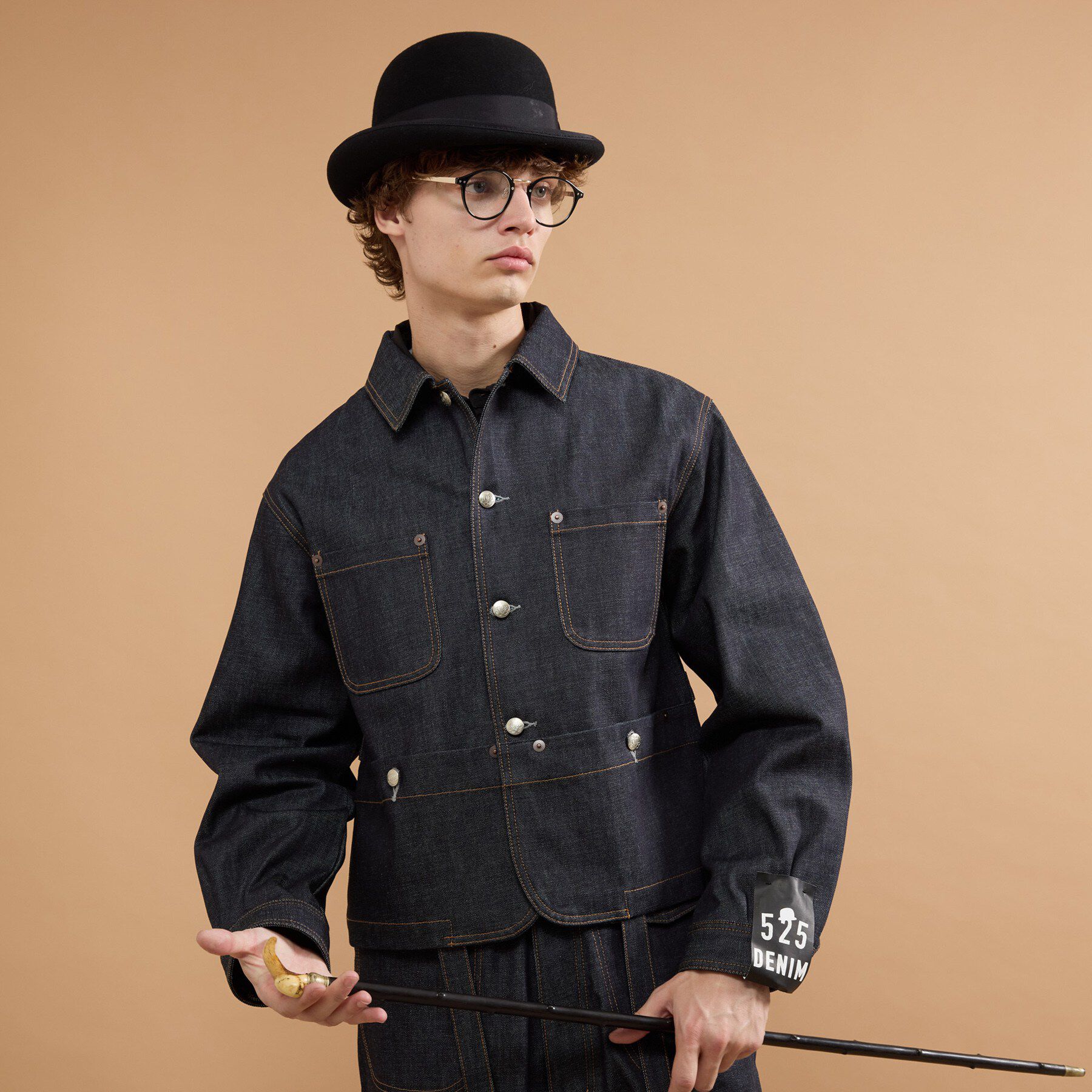 40CARATS&525「【525DENIM】14ozデニム カバーオール」|デニムジャケット|ネイビー(094)