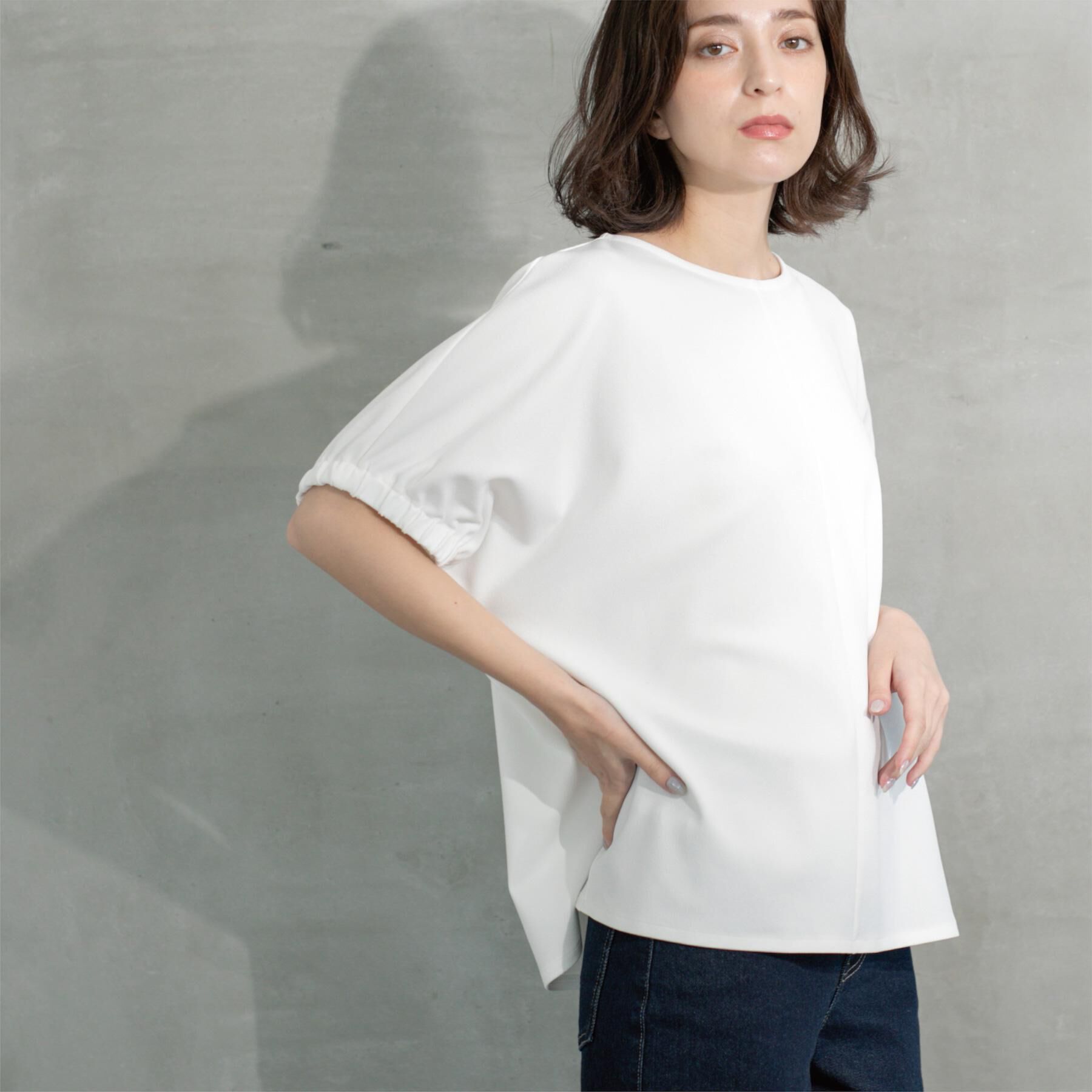 OPAQUE.CLIP「ギャザードルマンスリーブトップス【UV／吸水速乾／洗濯機洗い可】」|Tシャツ・カットソー|