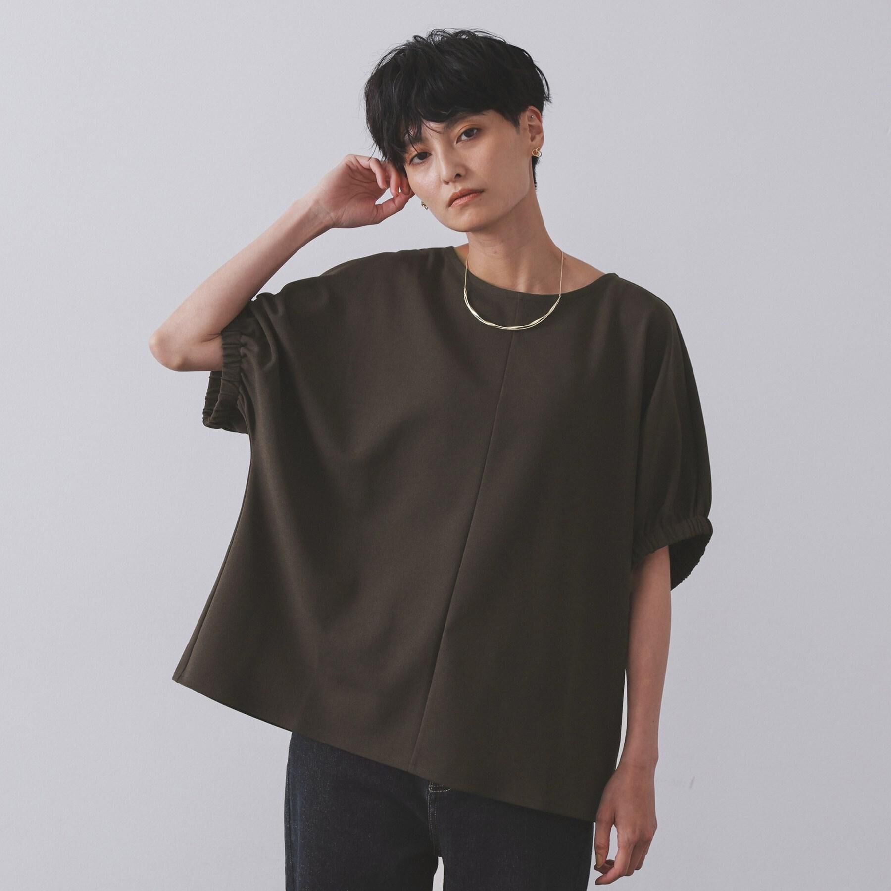 OPAQUE.CLIP「ギャザードルマンスリーブトップス【UV／吸水速乾／洗濯機洗い可】」|Tシャツ・カットソー|