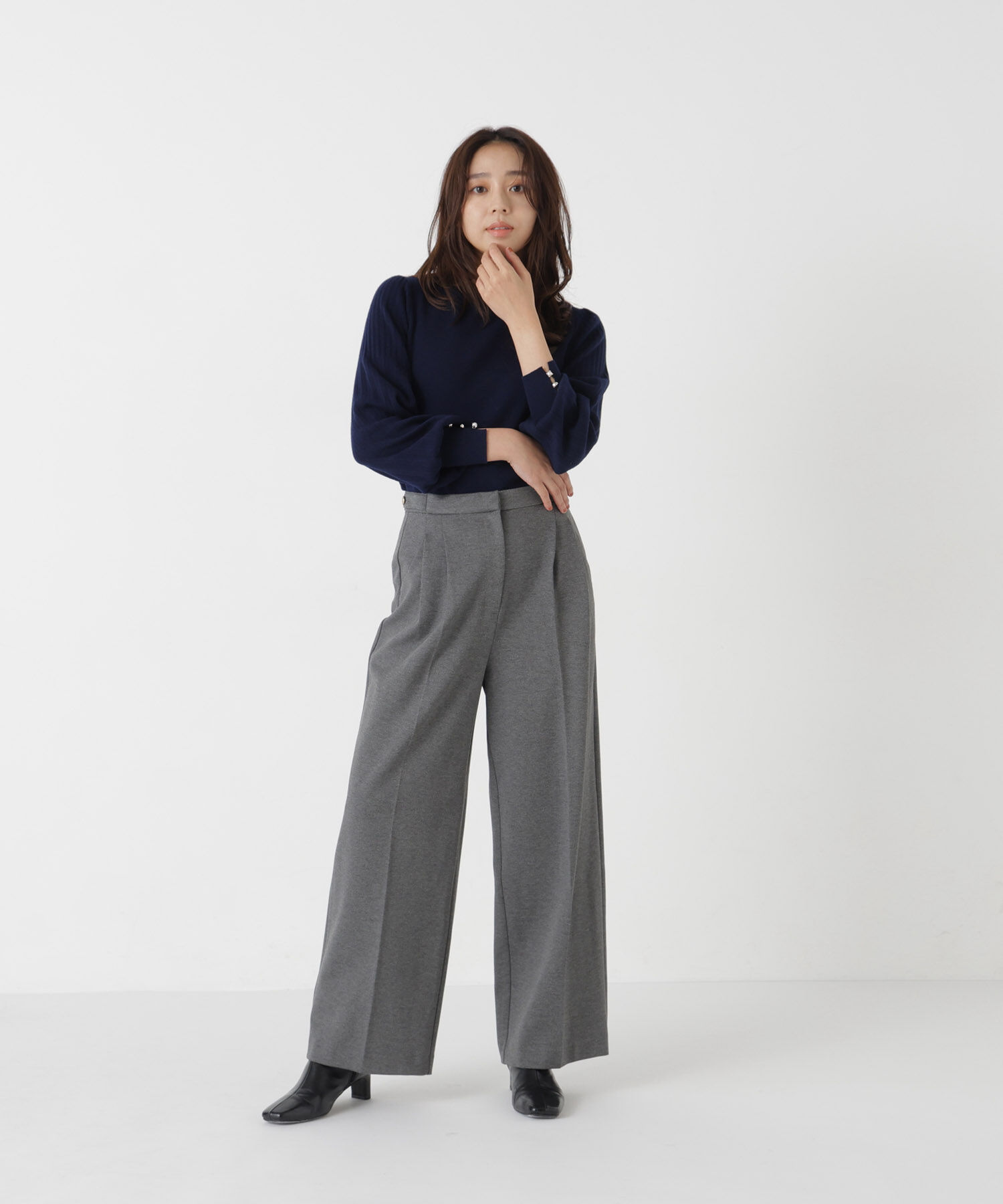  「ポンチストレッチワイドパンツ」|その他|