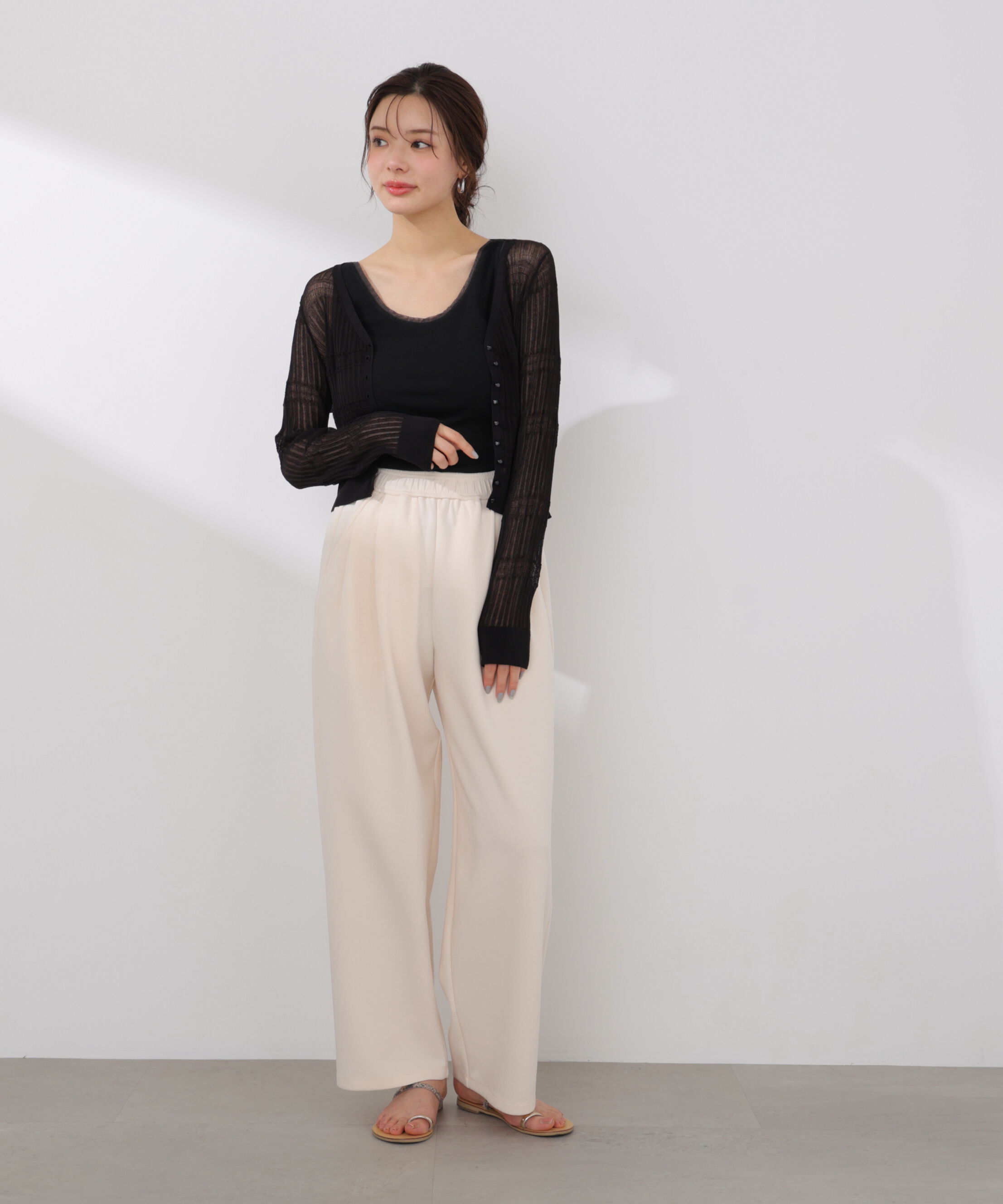 PROPORTION BODY DRESSING「〈a/mie〉変わり織透かし編みカーディガン 26SS」|ニット・セーター|