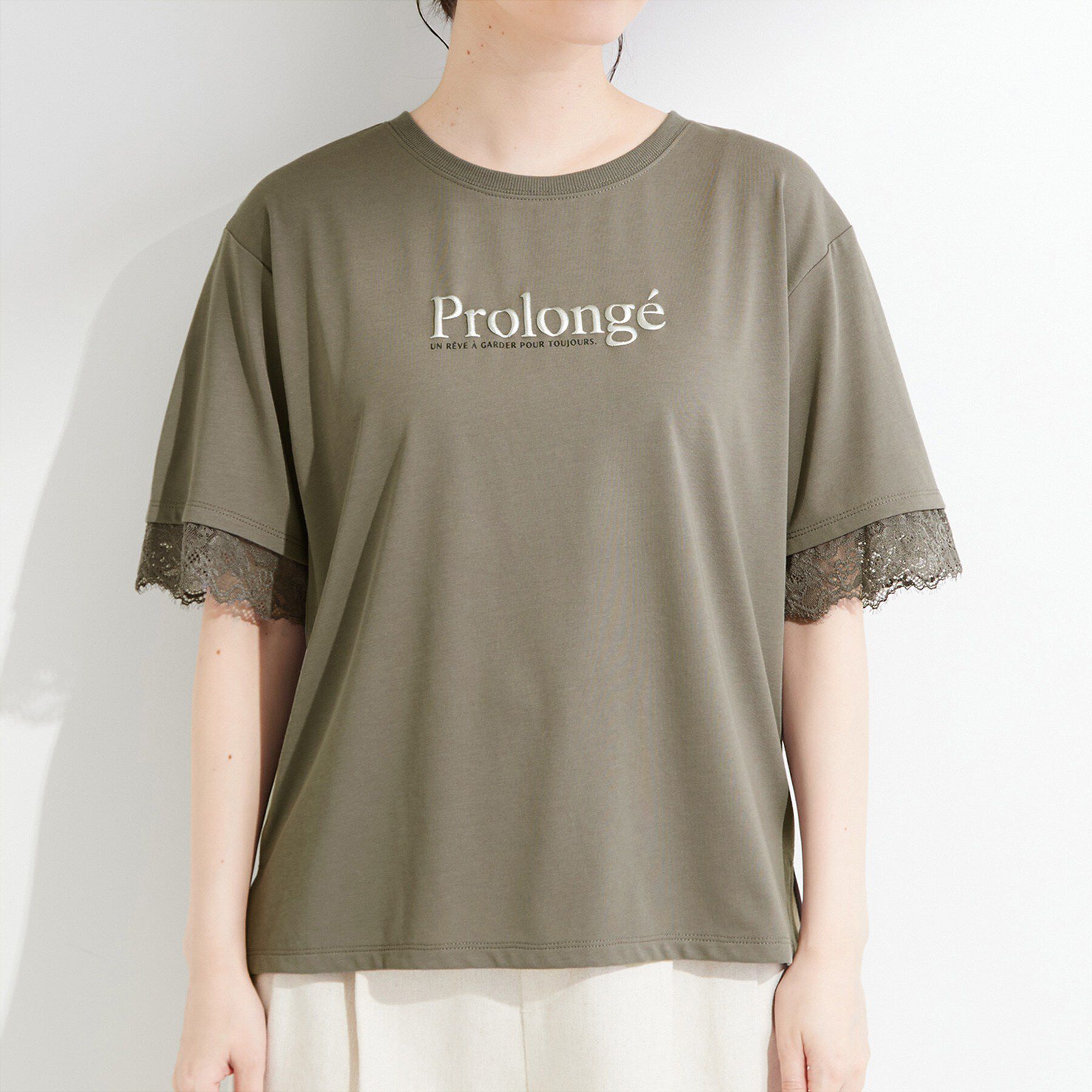 SHOO･LA･RUE「【UV/S-LL/洗濯機可】柄アソート お袖レースが旬顔 上品に決まる大人Tシャツ」|Tシャツ・カットソー|