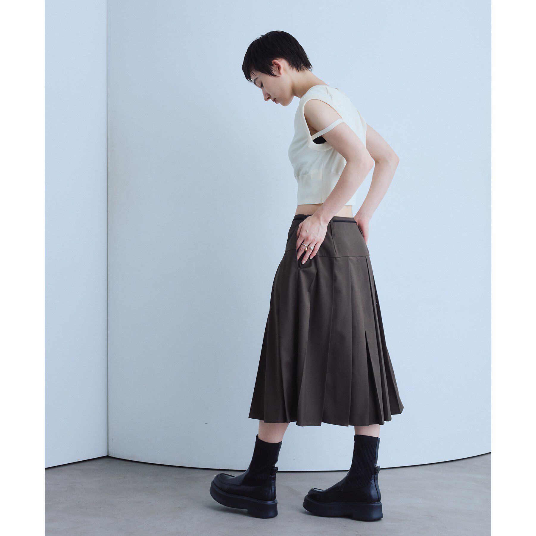 CODE A「soft pleated midi skirt」|スカート|