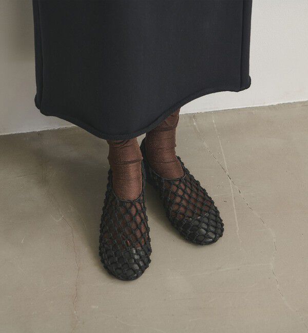 UNITED ARROWS「コード フラットシューズ」|バレエシューズ|BLACK