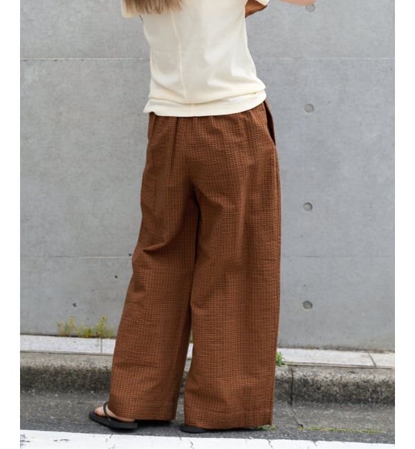 OUTDOOR PRODUCTS Usual Things「追加 コットンサッカーチェックイージーパンツ セットアップ対応」|スラックス|