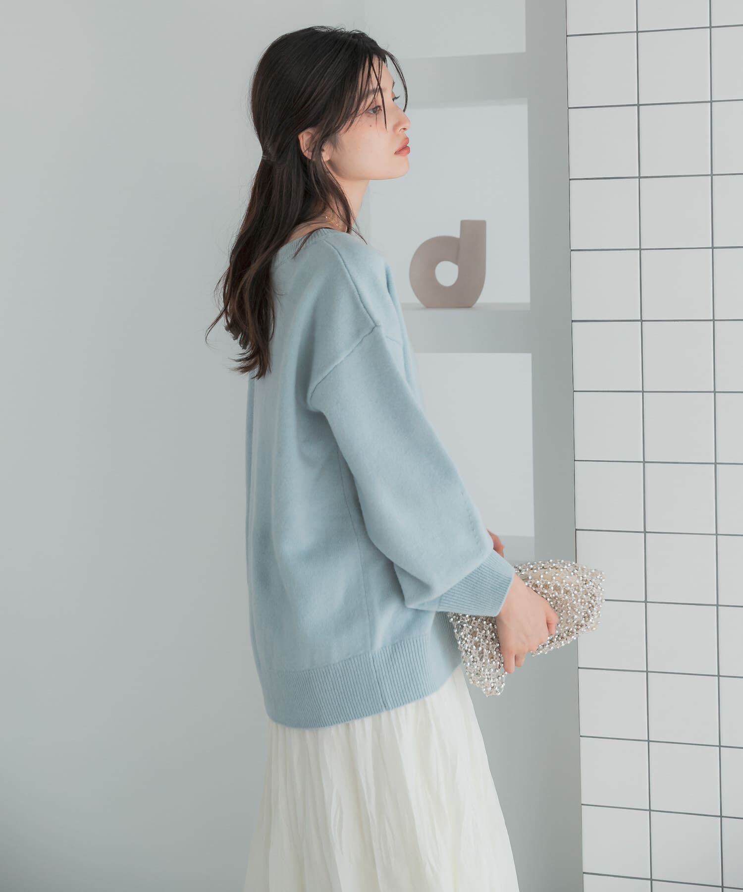 URBAN RESEARCH ROSSO「カシミヤシルクブレンドボートネックニット」|ニット・セーター|ブルー系その他