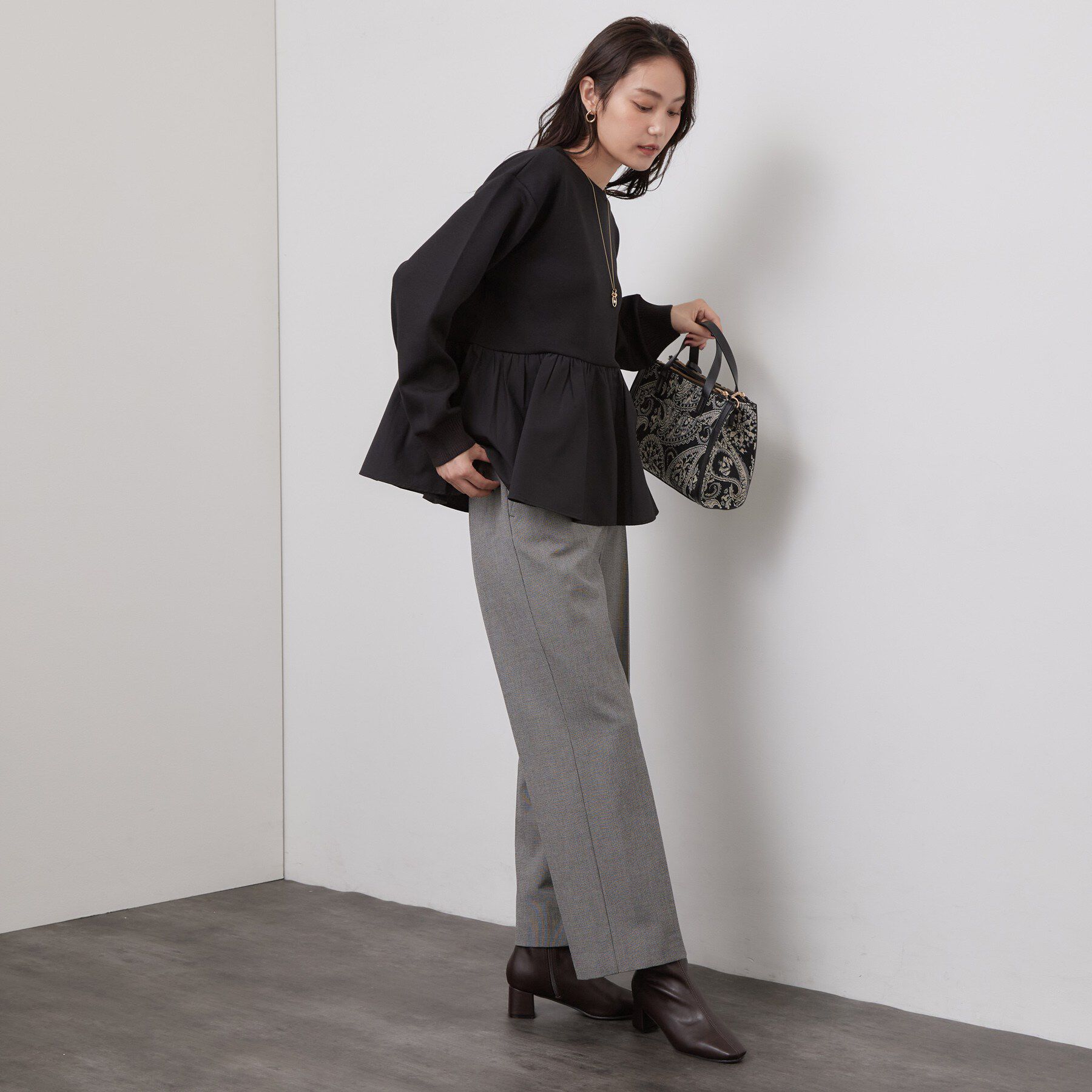OPAQUE.CLIP「ダンボールペプラムドッキングトップス【洗濯機OK】」|Tシャツ・カットソー|
