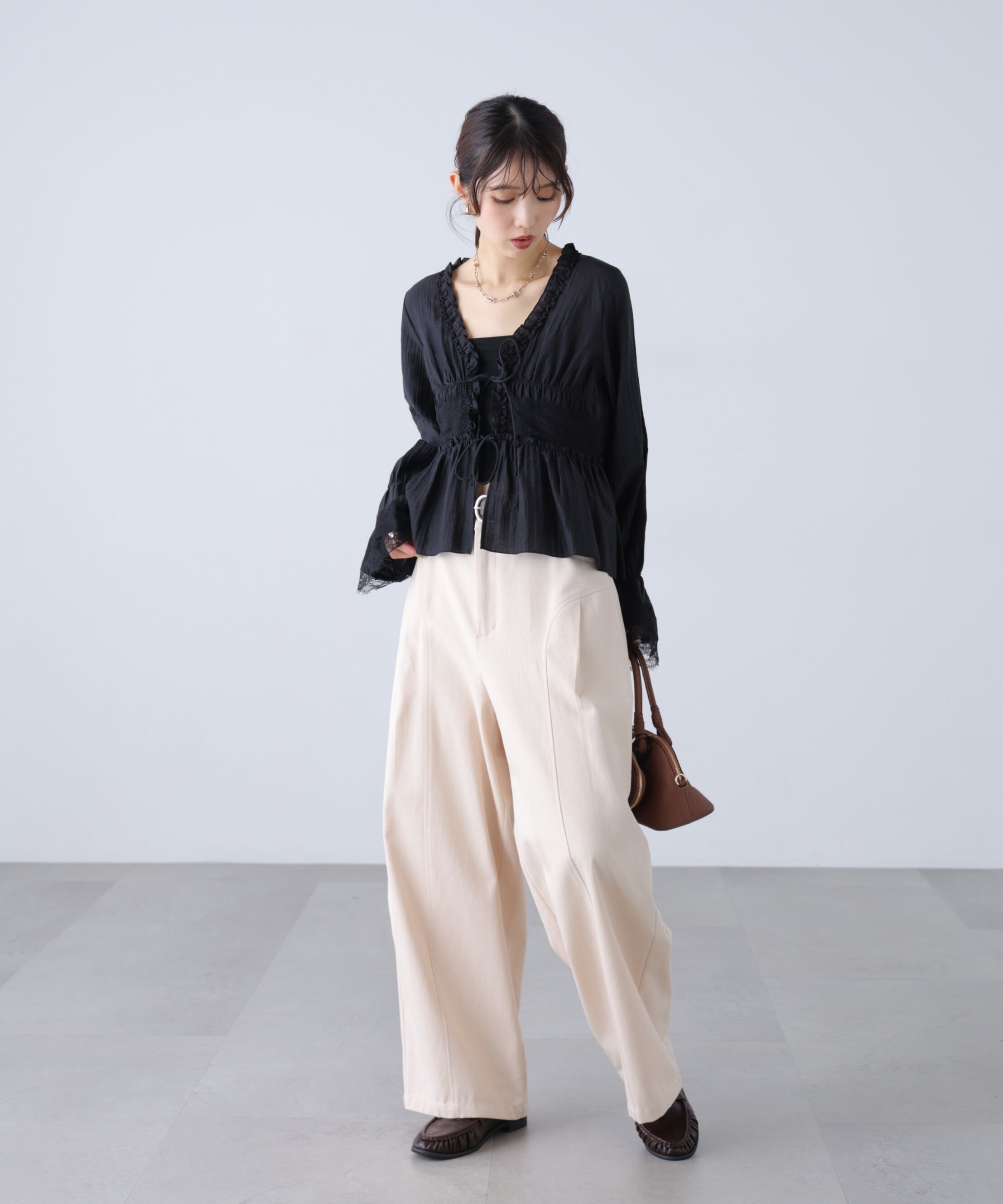  「ベルト付きワイドタックパンツ」|その他|