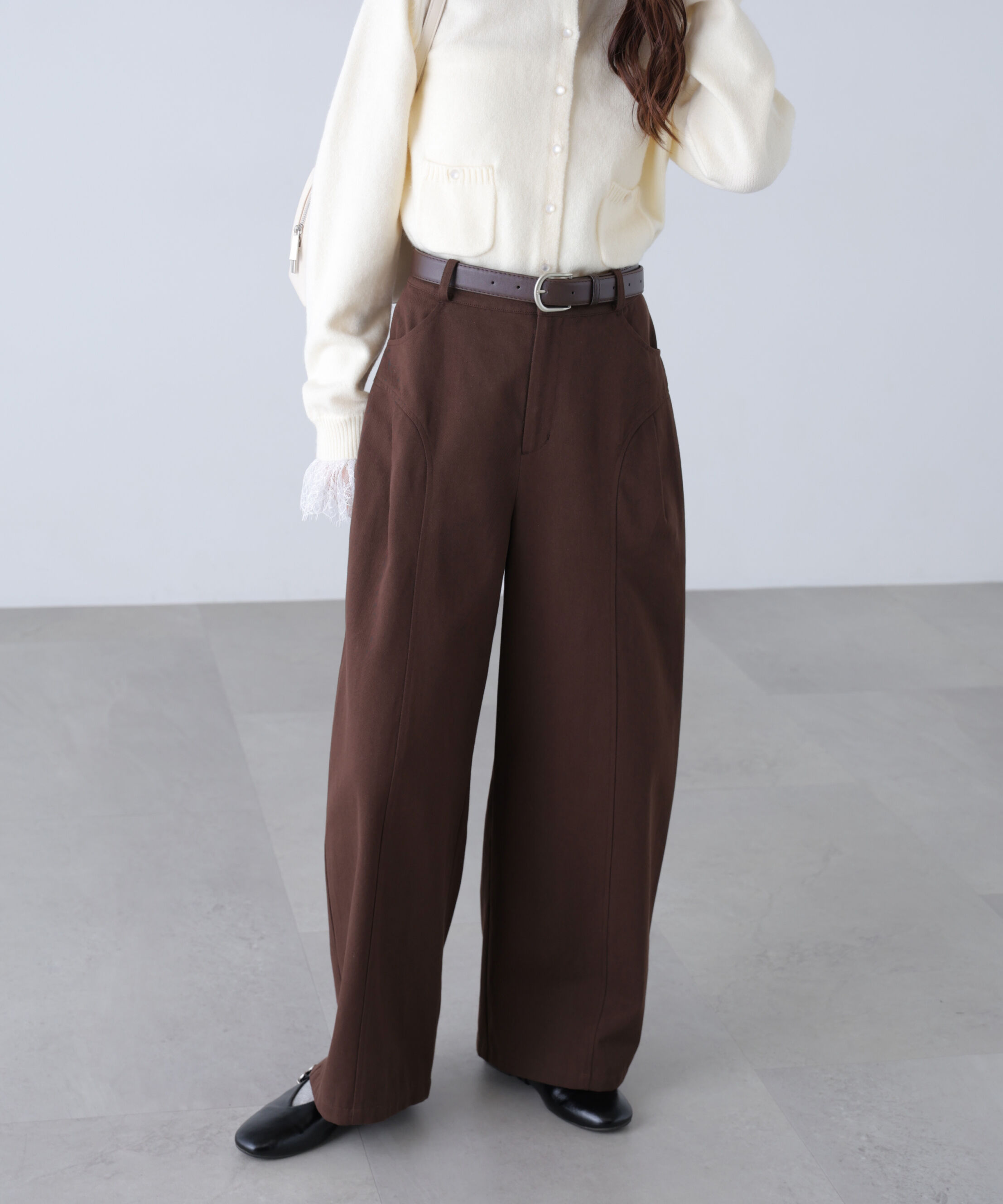  「ベルト付きワイドタックパンツ」|その他|