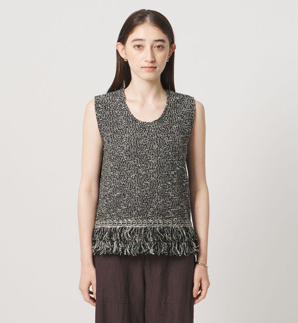 UNITED ARROWS「ミックス フリンジ ノースリーブ ニット」|ベスト・ジレ|