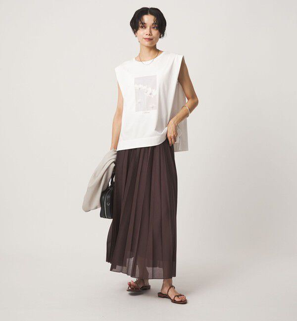 UNITED ARROWS green label relaxing「フォトプリント フレンチスリーブ Tシャツ 接触冷感」|Tシャツ・カットソー|