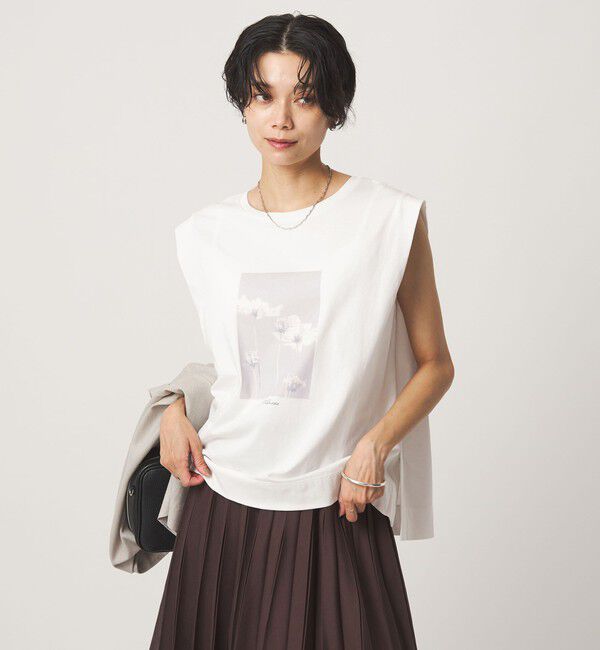 UNITED ARROWS green label relaxing「フォトプリント フレンチスリーブ Tシャツ 接触冷感」|Tシャツ・カットソー|