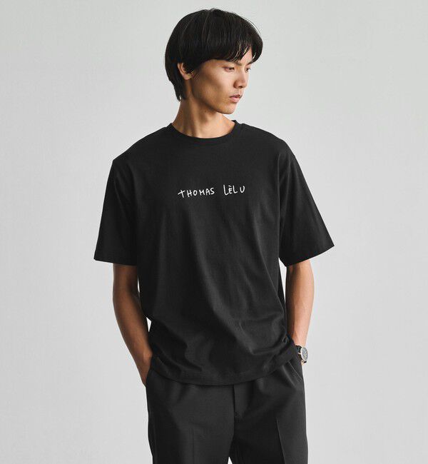 UNITED ARROWS green label relaxing「【別注】＜Thomas Lelu＞サインアート 半袖 Tシャツ カットソー」|Tシャツ・カットソー|BLACK