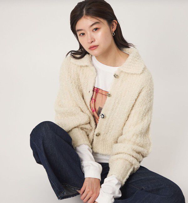 UNITED ARROWS green label relaxing「＜GLR_MINE＞フェザー ニット カーディガン」|カーディガン|