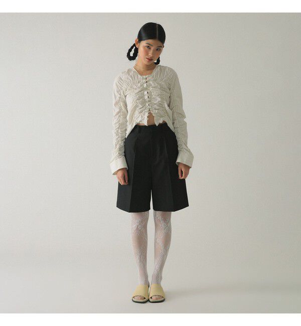 Ray BEAMS 「ストライプ シャーリング Vネック ブラウス」|シャツ・ブラウス|