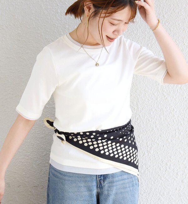 SHIPS for women「コットン キュプラ シアー コンビ TEE」|Tシャツ・カットソー|